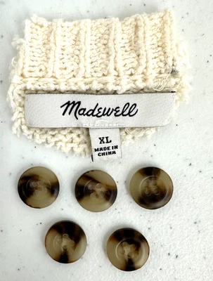 Madewell Replacement Buttons Brown Faux Tortoise Shell 4 Hole Flat Set Of 5 - Image 1 of 4