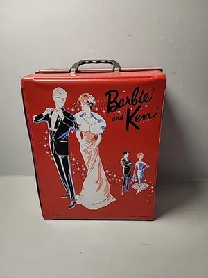 vintage 1963 BARBIE KEN red wardrobe carrying case - Image 1 of 4