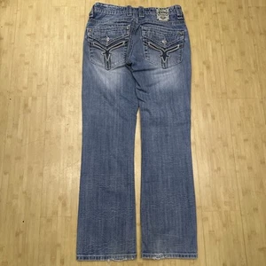 Rock Revival Jeans Herren 32x33 blau Chuck Straight Big Stitch verziert Schnurrbart - Bild 1 von 12