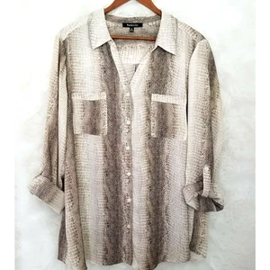 Relativity Bluse Animalprint braun, geknöpft - Gr. XL - Bild 1 von 5