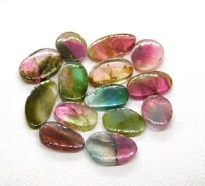 Natural Rainbow Tourmaline Slices 14 Pcs Bi-Color Loose Tourmaline Lot 12.60 Cts - Picture 1 of 6