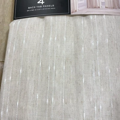 4 Paneles Ralph Lauren 54x 84 Lino Marley Natural Beige Cortinas Rayas Foto 1 de 4