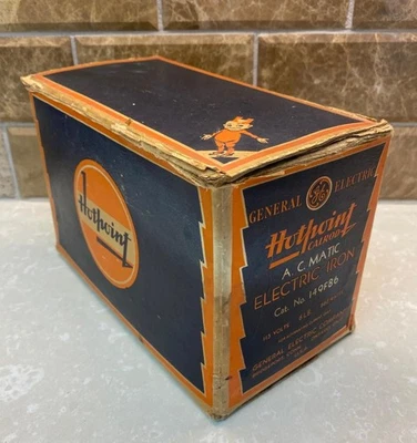 VINTAGE G.E. PLANCHA ELÉCTRICA HOTPOINT A.C. MATIC (SOLO CAJA) APROX. 1930 ¡BONITO! Foto 1 de 4