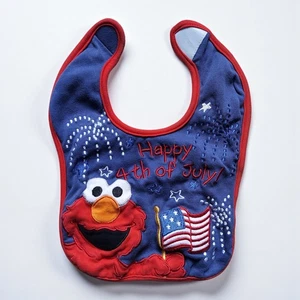 Elmo's World Vintage 4th Of July Baby Bib Embroidered Sesame Street - Picture 1 of 10