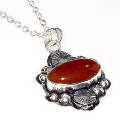 Exclusivo Collar Cornalina Chapado en Plata 925 18" Regalo para Novia GW Foto 1 de 3