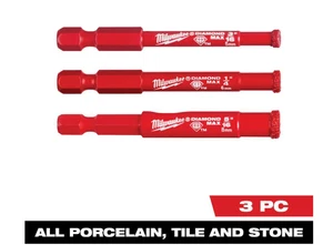 Milwaukee 49-56-0500 DIAMOND MAX Diamond Grit Hole Saw 3/16 1/4 5/16" (3 PC Set) - Picture 1 of 4
