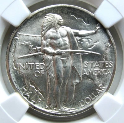 1937-D OREGON TRAIL Commemorative Silver Half Dollar 50c ~ NGC MS66 - Image 1 of 4