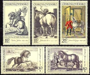 👉 CHECOSLOVAQUIA 1968 CABALLOS en ARTE SC#1620-24 neuf ** PINTURAS, ANIMALES - Imagen 1 de 1