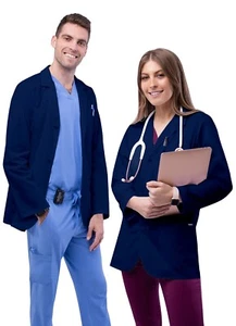 Adar Unisex Doctor Nurse Multiple Pockets Classic Consultation Coat - 31'Length" - Picture 1 of 63