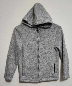 Cat & Jack Boys Size 8/10 Zip-Up Hooded Long-Sleeve Gray & Blk Sweatshirt - Picture 1 of 3