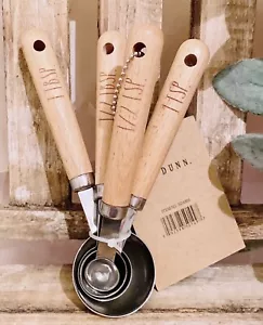 New Rae Dunn Measuring Spoons Wood Handle Farmhouse Country Kitchen - Picture 1 of 1