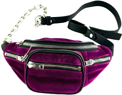 ALEXANDER WANG Purple Velor and Leather/Chainlink Women's Crossbody Belt Bag - Image 1 of 4