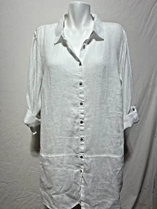 Tahari White 2X Women Long Button Up Top Shirt Blouse New NWT - Picture 1 of 7