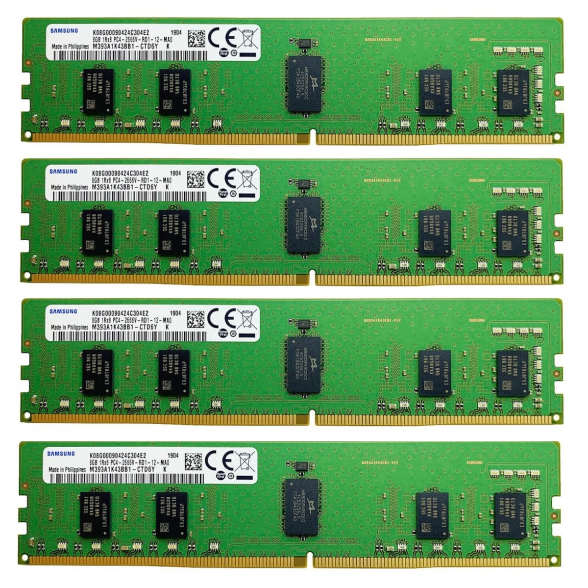 合計32GB 16GB×2 ECC Unbuffered SAMSUNG2R×8 Micron MTA18ASF4G72AZ-3G2R 32GB DDR4 3200MHz ECC Unbuffered DIMM