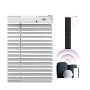 Motorized Blinds with Remote Control, Blackout Smart Blinds for Windows, Hori... - Picture 1 of 7