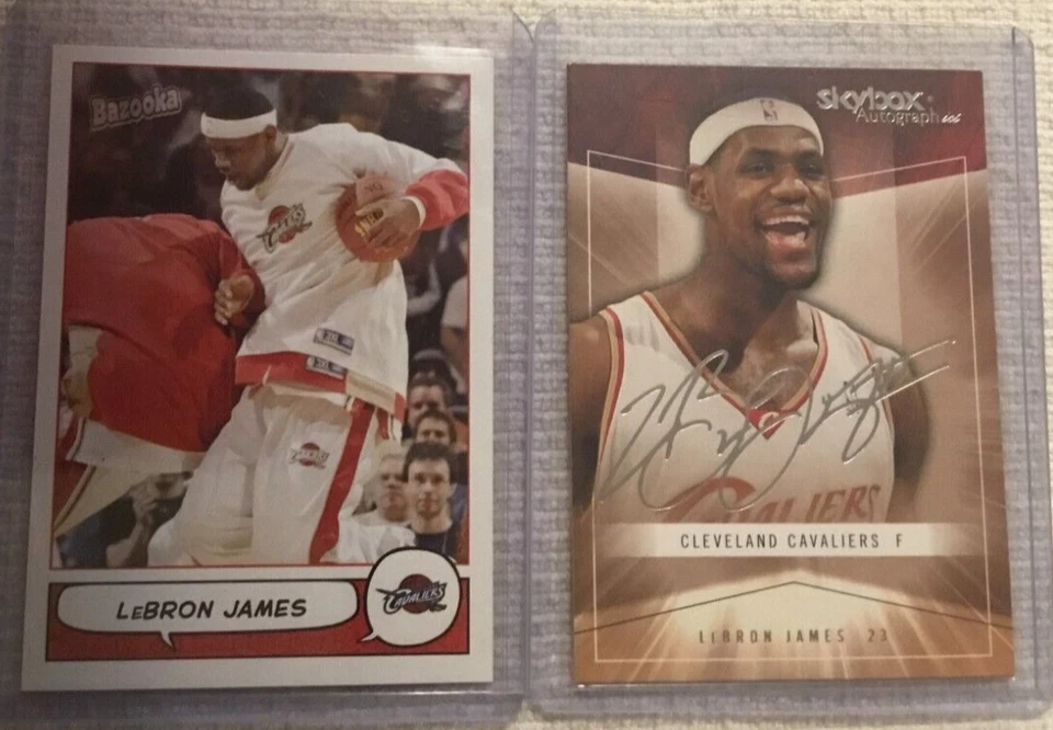 2004 SKYBOX AUTOGRAPHICS LEBRON JAMES #5 (+2004 BAZOOKA-FULL SIZE #100) G.O.A.T. - Image 1 of 1
