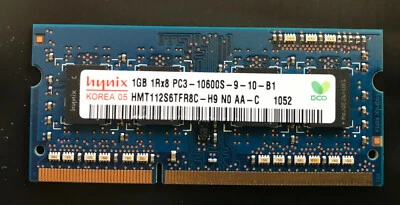 HMT112S6TFR8C-H9 GENUINE HYNIX LAPTOP MEMORY 1GB 1RX8 PC3-10600 - Image 1 of 2