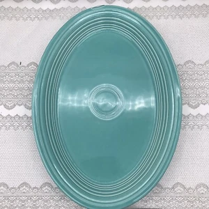 HomerLaughlin FiestaWare Teal OvalPlatter 13.5”Ceramic Serving Ware(makers Flaw) - Picture 1 of 12