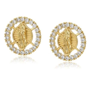Aretes Nuestra Señora de Guadalupe Chapados en Oro Aretes Virgen Oro Laminado - Imagen 1 de 5
