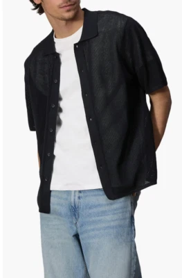 NEW Rag & Bone Payton Cotton Mesh Short Sleeve Button-Up Shirt Sz L NWT $248 - Image 1 of 4