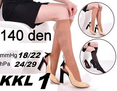 KOMPRESSIONSSTRÜMPFE Knie Reisestrümpfe 140 DEN 18/22 mmHg STÜTZSTRÜMPFE GR S-XL - Bild 1 von 3