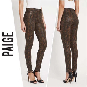 NWT PAIGE | SZ 24 | Hoxton Skinny Brown Snake High Rise Pant Jeans $250.00 - Picture 1 of 8
