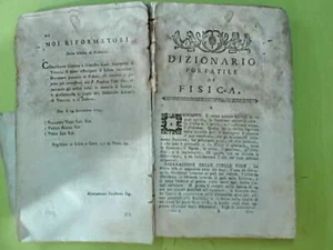 DIZIONARIO PORTATILE DI FISICA TOMO I GATTI 1794 - Foto 1 di 2