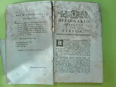 DIZIONARIO PORTATILE DI FISICA TOMO I GATTI 1794 - Immagine 1 di 2