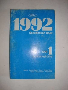 Ford 1992 Car 1 Front Wheel Drive Specification Book Festiva Escort Tempo Topaz - Picture 1 of 3