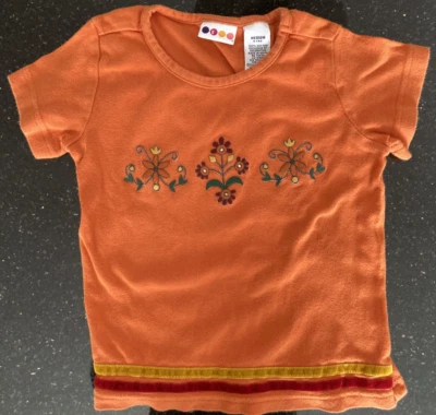 Vintage 1990's Gymboree Orange Girls Size Medium 4 yrs T-shirt Flowers - Image 1 of 4