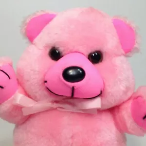 Plush Pink Teddy Bear Vintage 1982 A&B Novelty Stuffed Animal Ribbon Bow 7" - Picture 1 of 8