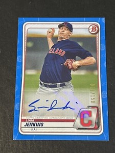 2020 Bowman Liam Jenkins Blue Parallel Prospect Auto #/150 - Indians