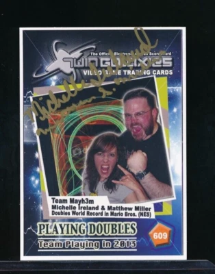 2014 Twin Galaxies Video Game Card #609 Matthew Miller Michelle Ireland auto * - Image 1 of 2