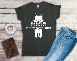 My Life Is Ruled By A Furry Overlord Funny Cat Ladies Fitted T Shirts Small-2XL