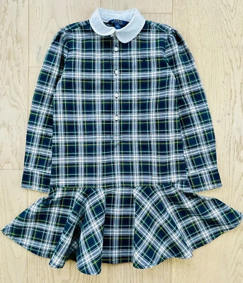 POLO RALPH LAUREN DRESS Girls POLO BEAR Pin Stripe SHIRT DRESS 6X EUC Free Ship - Image 1 of 4