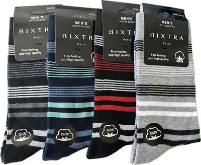 4 PAIRS RANDOM MENS FASHION STRIPES SOCKS BIXTRA Size 39-42 (6-8) & 43-46 (9-12)