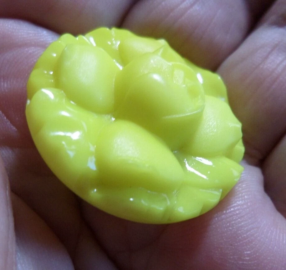 Vintage Antique Glass Button 3D FANCY SUNSHINE YELLOW FLOWER - Image 1 of 4