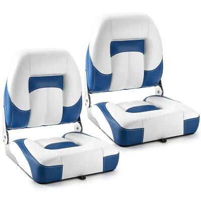 2pcs Deluxe Low Back Folding Boat Seat Stainless Steel Screws Included Boat US - Image 1 of 4