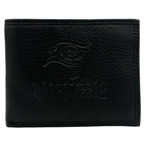NFL Tampa Bay Buccaneers Genuine Leather RFID Wallet Black Cover