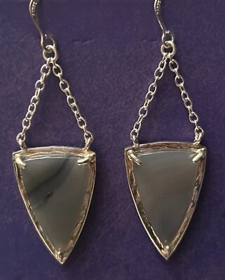 Studio Barse sterling silver overlay bronze Gray Agate dangle earrings - Image 1 of 4