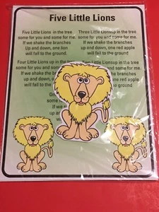 Five lions - FLANNEL BOARD SET - LAMINATED - FLANNEL FELT STORY and PIECES - Picture 1 of 4