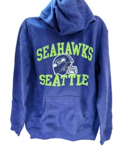 NFL Youth Seattle Seahawks Heritage Distress Fleece Pullover Hoodie NAVY MEDIUM - Picture 1 of 6