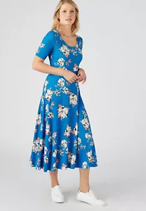 Floral Flared Dress Damart Women Large Items Flared Short Sleeves - Picture 1 of 15
