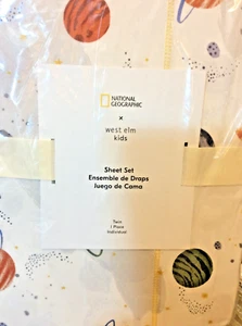 West Elm Pottery Barn Kids Organic Nat Geo Cosmos Space Twin Sheet Set Planets - Picture 1 of 1