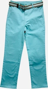 NWOT GYMBOREE "Signs of Spring" Solid Aqua Pants w/Striped Belt, Boys 12 - Picture 1 of 4