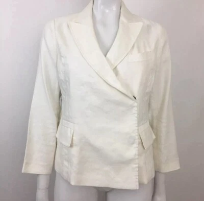 Diane Von Furstenberg Women's White Ralphie Linen Blend Double Breasted Jacket 0 - Imagem 1 de 4