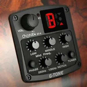 Cherub GT-4 Acoustic Guitar Pickups 3-Bands Equalizer Tuner Preamp Piezo Pickups - Picture 1 of 12