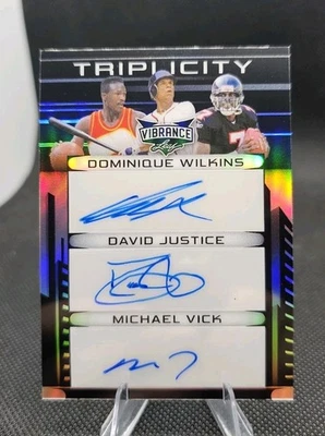2024 Leaf Vibrance Triplicity Atlanta Wilkins Justice & Vick Triple Autograph /3 - Image 1 of 2