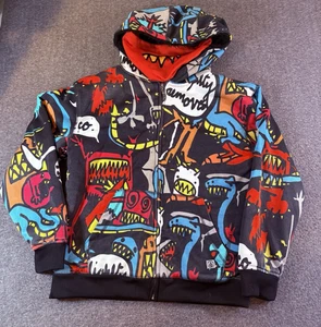Volcom All Over Monster Print Full Zip Hoodie YOUTH L/G Skate Jesse Pinkman - Picture 1 of 9