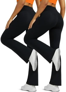 Flare Leggings for Women with Pockets 2pack High Waisted Crossover Flare Legg... - Picture 1 of 6